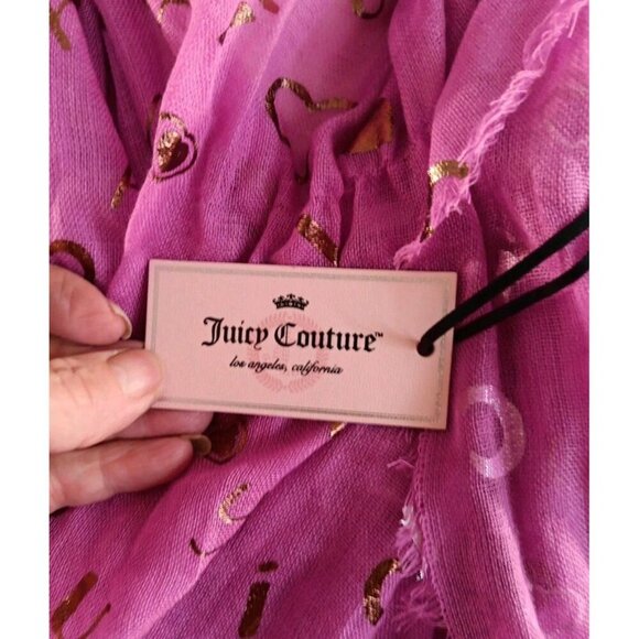 Juicy Couture (OS) Pink Infinity Scarf, Logo Heart Gold Letters New 100% Acrylic - Picture 3 of 5